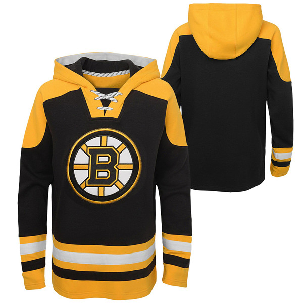 Men's Boston Bruins Black Ageless Must-Have Lace-Up Pullover Hoodie